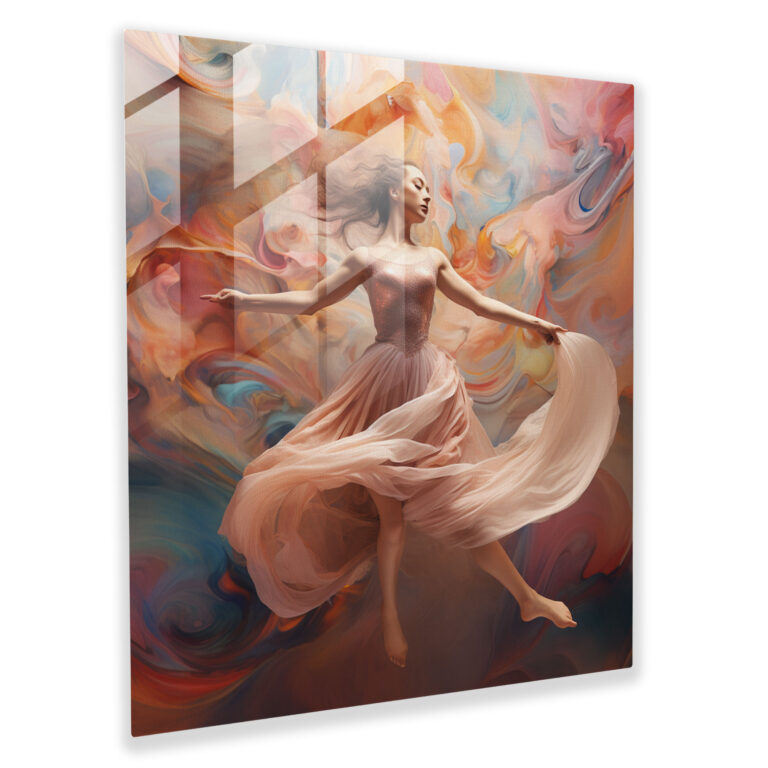 Ballerina Serenity Glasbild – Ballerina Glas Wandkunst Digitale Kunst Wanddekoration