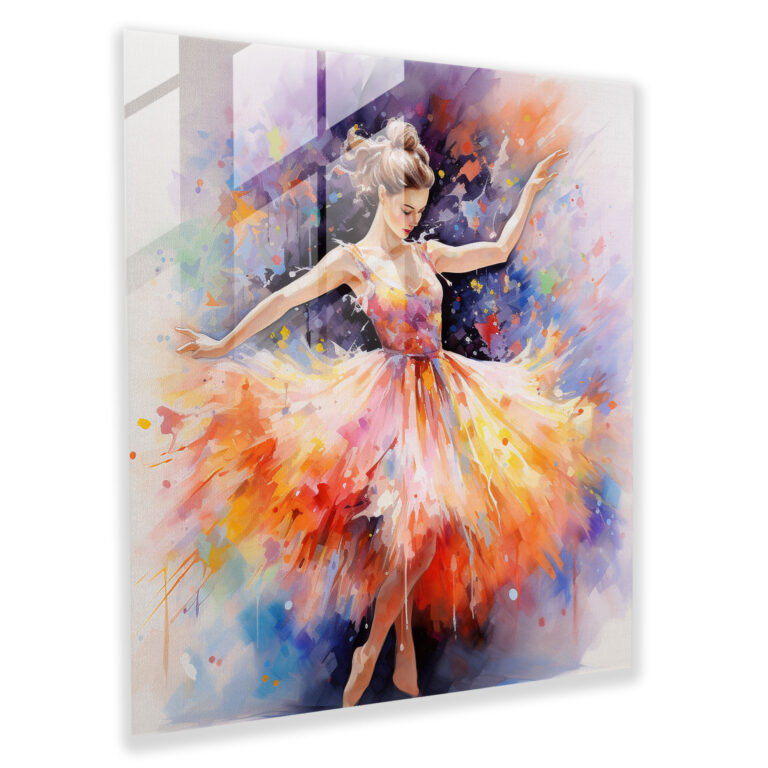 Ballerina Aquarellglasbild - Glasbild Ballerina Wanddekoration Moderne Kunst