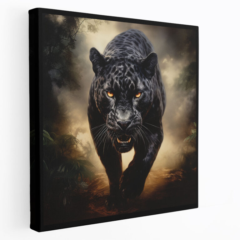 Leinwandbild Nacht-Schwarzer Panther - Eindrucksvolles Schwarzer Panther Motiv