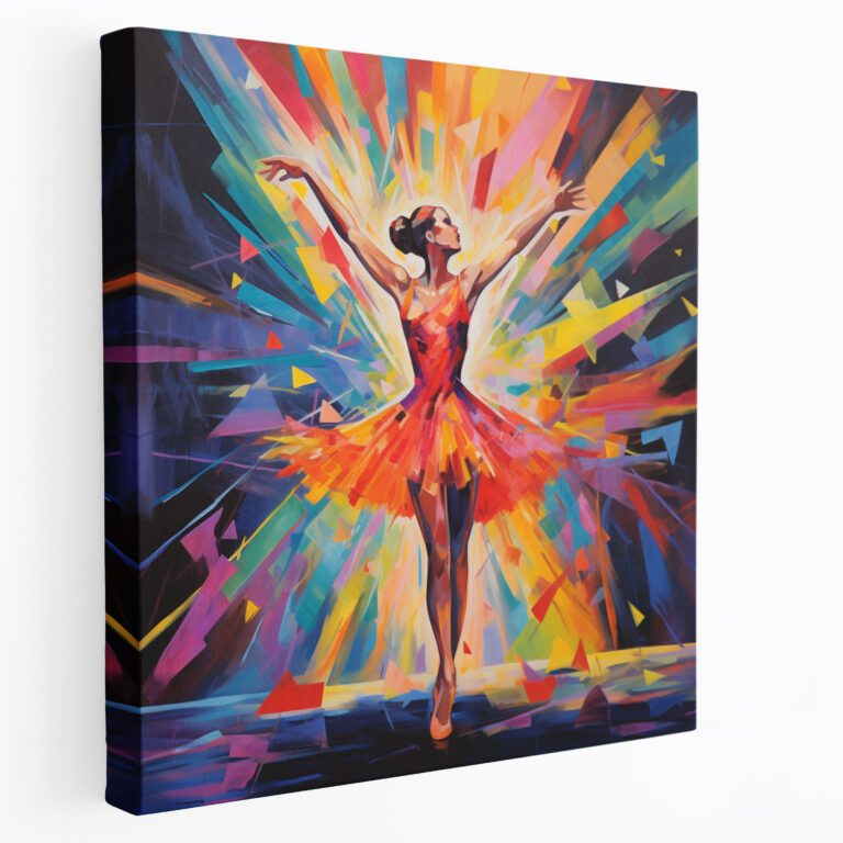 Lebendiges Ballerina Leinwandbild - Ballerina bunte abstrakte Formen Leinwand Wandkunst