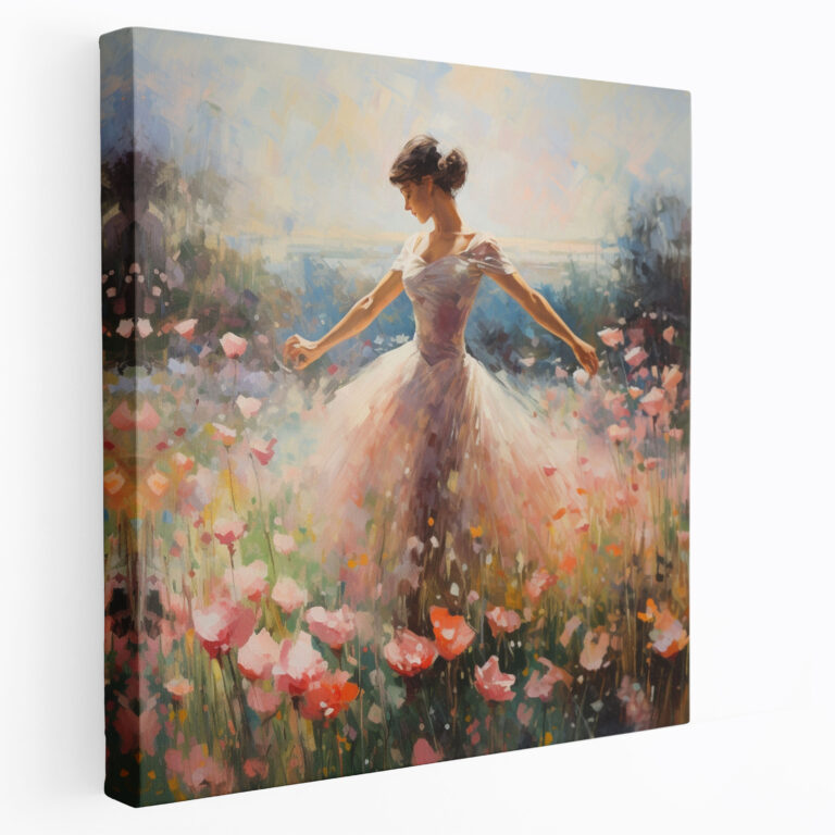 Ballerina Blühende Blumen Leinwandbild - Wandkunst Leinwand Blühende Blumen