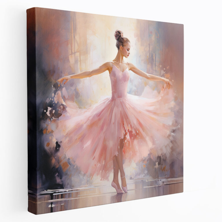 Eleganter Aquarell-Ballerina Leinwanddruck - Verspielt Leinwandbild Wandkunst
