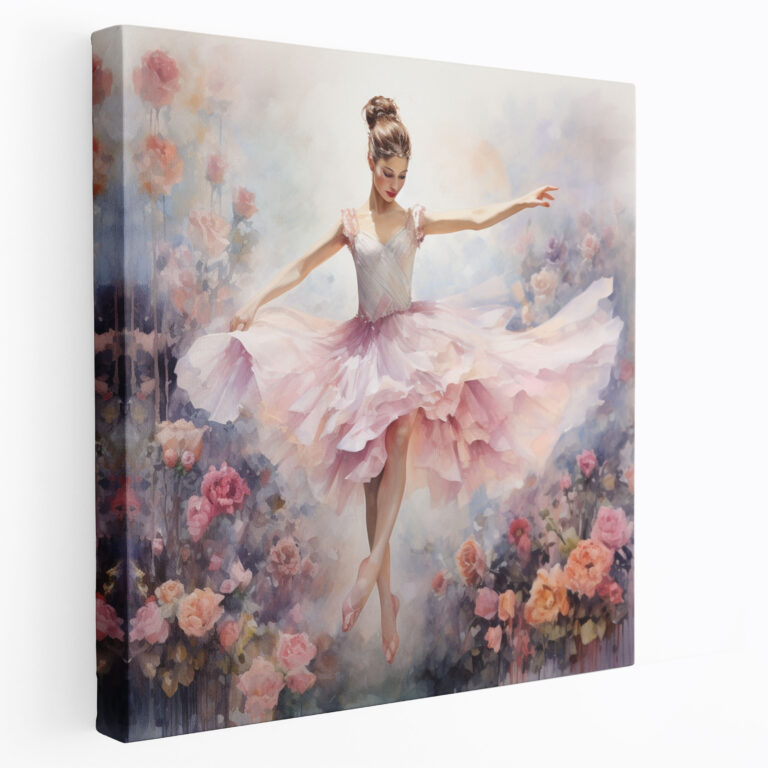 Ballerina Dreams Aquarell Leinwandbild - Ballerina Wandkunst Leinwand Wandkunst