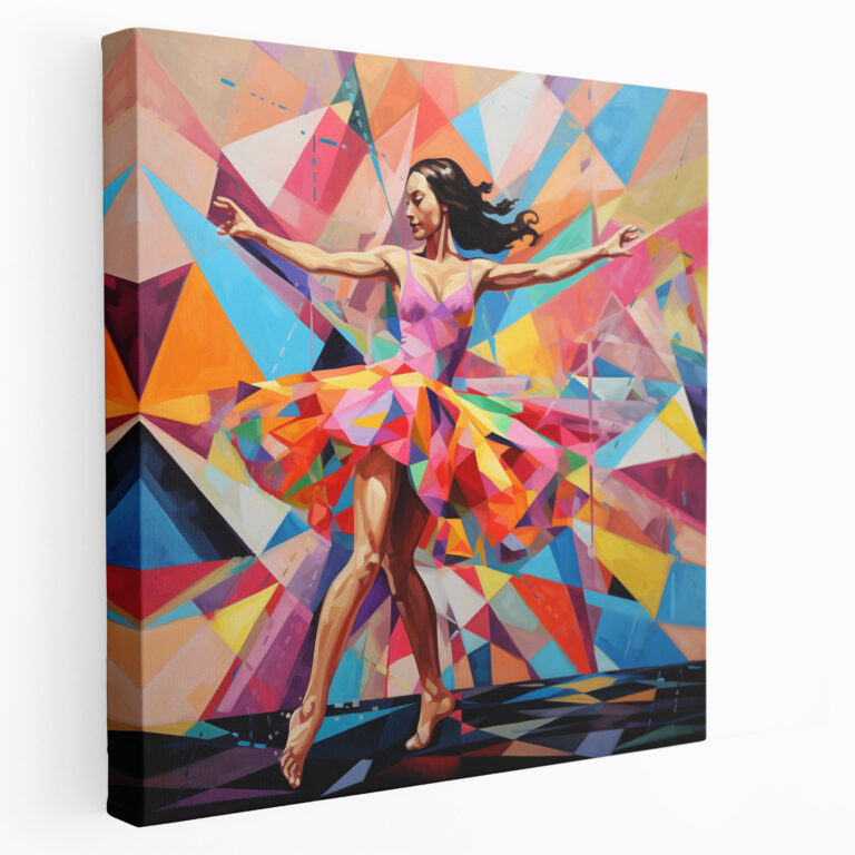 Farbenfrohes geometrisches Pop-Art Leinwandbild - Ballerina Wanddekoration