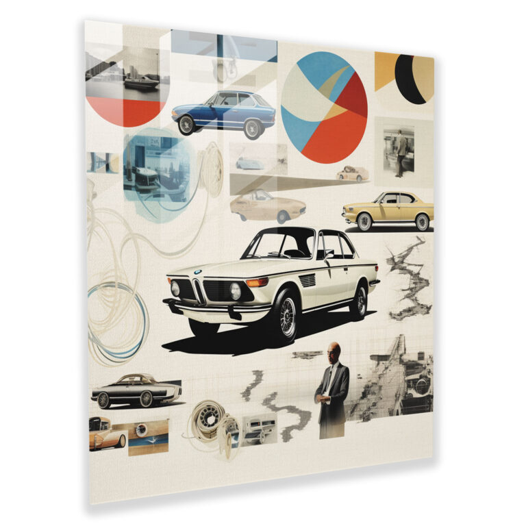 Bmw Vintage Werbeanzeigen Glasbild - Bmw Vintage Werbeanzeigen Glasbild Glas Kunst