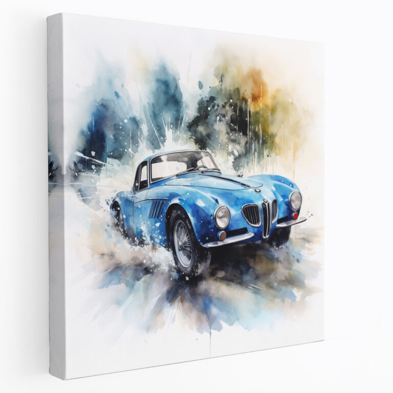 Bmw Traumhafte Aquarell Leinwandbild – Bmw Wandkunst Aquarellmalerei Traumhafte Atmosphäre