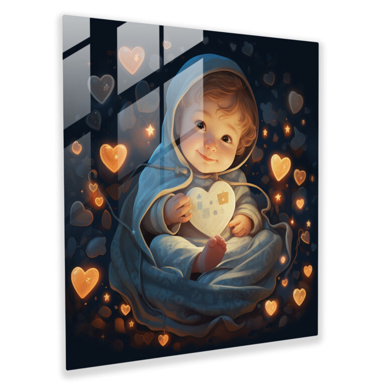 Geboren mit Liebe: Glasbild - Neugeborenes Baby Glasbild