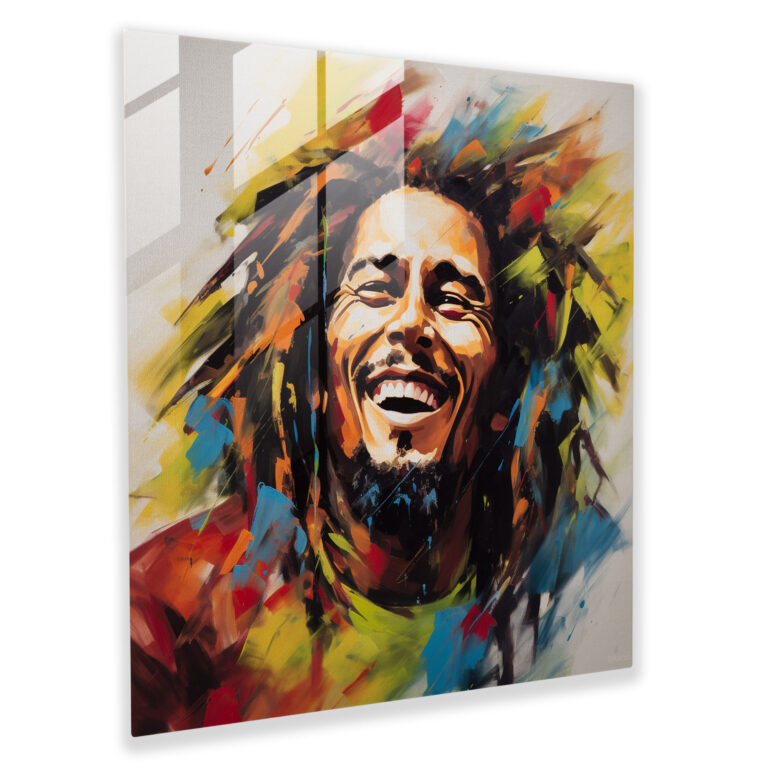 Bob Marley Glasbild - Abstrakte Expressionistische Kunst - Bob Marley Dekoration für Zuhause Wanddekoration