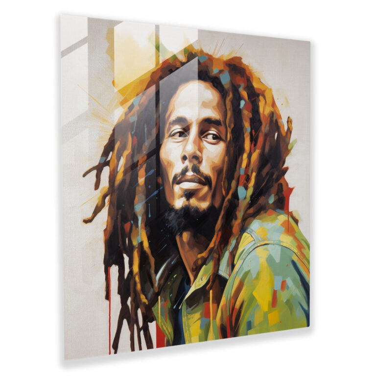 Bob Marley Glasbild - Zeitgenössisches Porträt - Bob Marley Wohnkultur Porträt Glaskunst