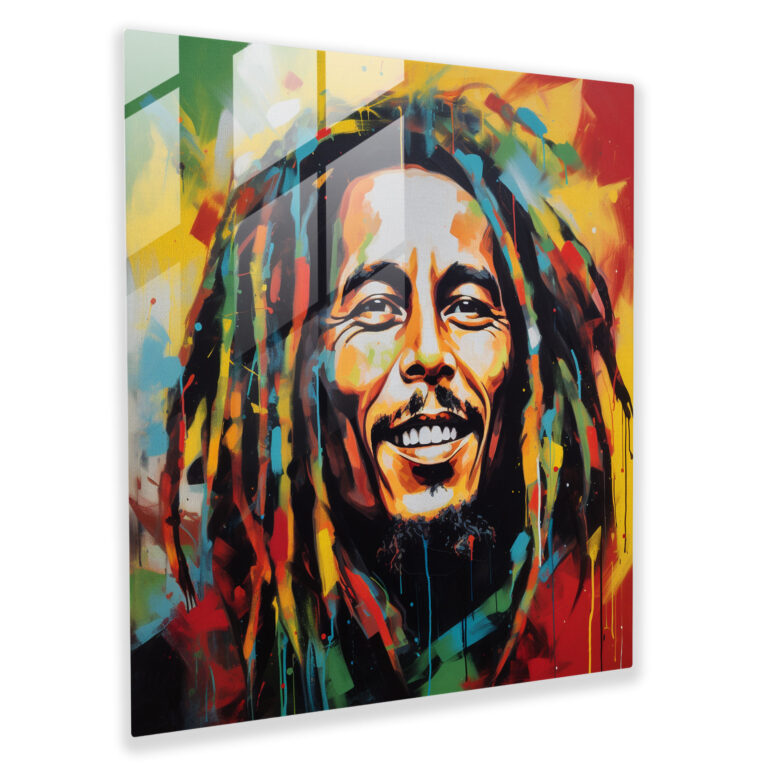 Bob Marley Glasbild - Rebellion Dekoration für Zuhause Kunstwerk