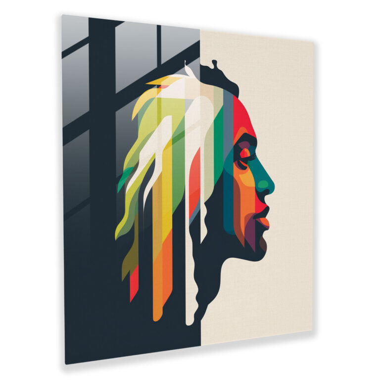 Bob Marley Glasbild im minimalistischen Stil - Moderne Kunst für die Wandgestaltung