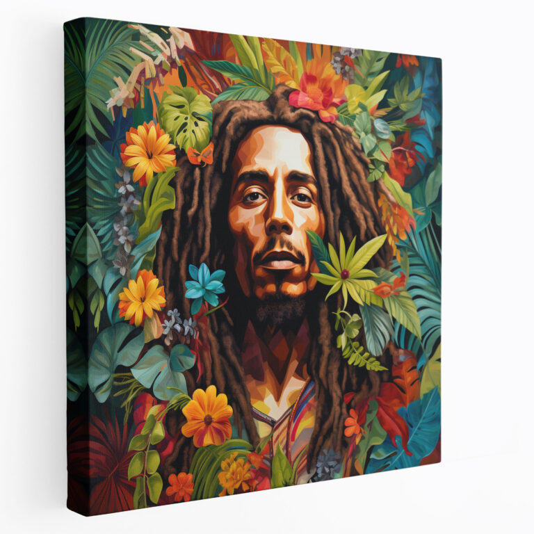Bob Marley Leinwandbild - Tropische Blumen Wandkunst - Wanddekoration Schönheit der Natur Tropisches Paradies