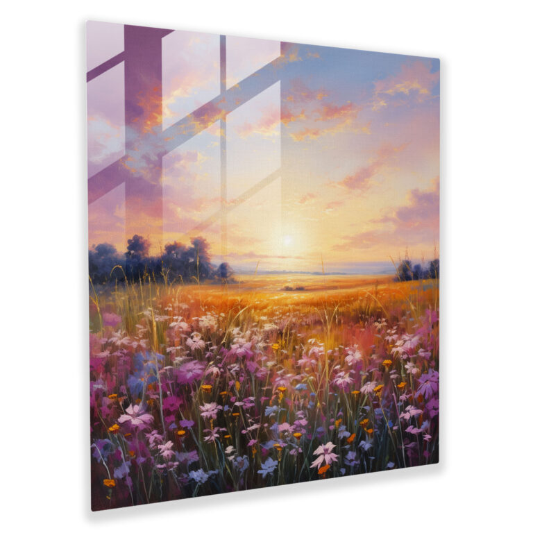 Bohemian Wildblumen Glasbild - Bohemian Glasbild Blumenwiese Wanddekoration
