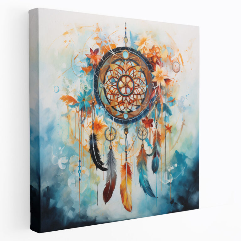 Bohemian Traumfänger Leinwandbild - Bohemian Leinwandbild Abstraktes Traumfänger Kunstwerk Leinwand Wandkunst