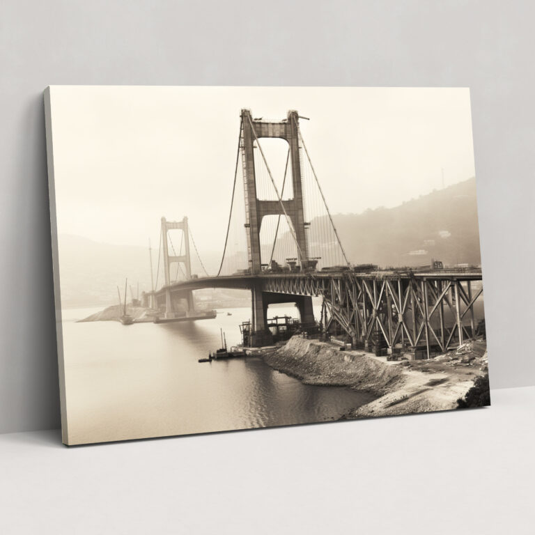Leinwandbild Bosphorus-Brücke - Bosphorus-Brücke Leinwandwandkunst Vintage-Fotografie Nostalgie