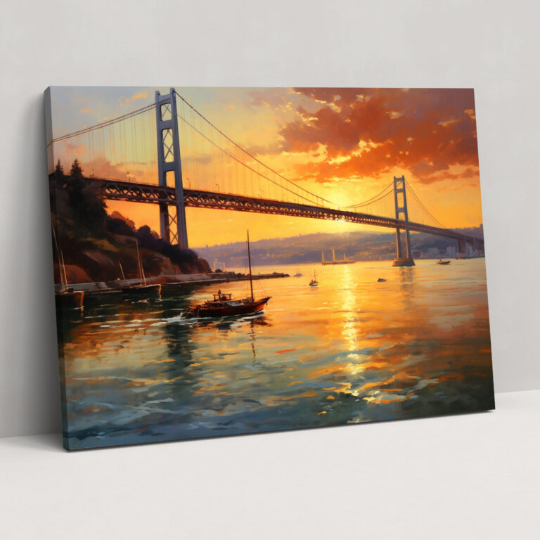 Bosphorus-Brücke Leinwandbild - Realistisches Ölgemälde für die Wanddekoration