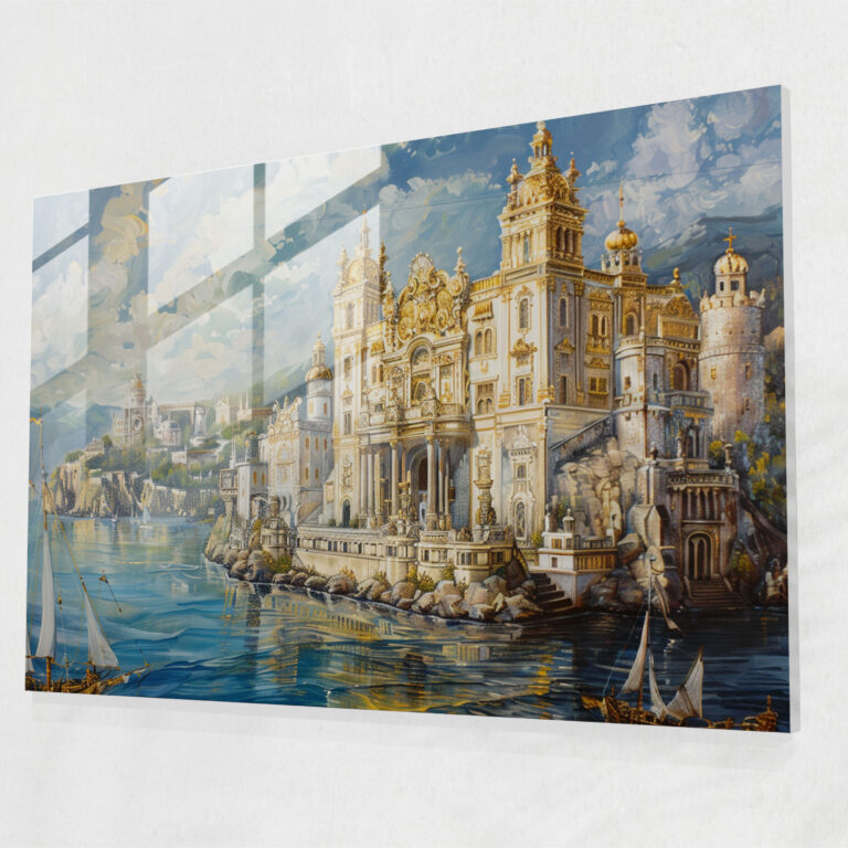 Glasbild im barocken Stil - Barock Glasbild Glas-Kunst Wanddekoration