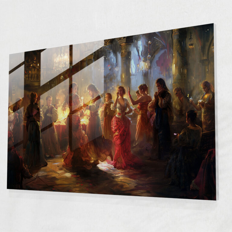 Barockes Glasbild - Barockes anspruchsvolles Gemälde im Barockstil