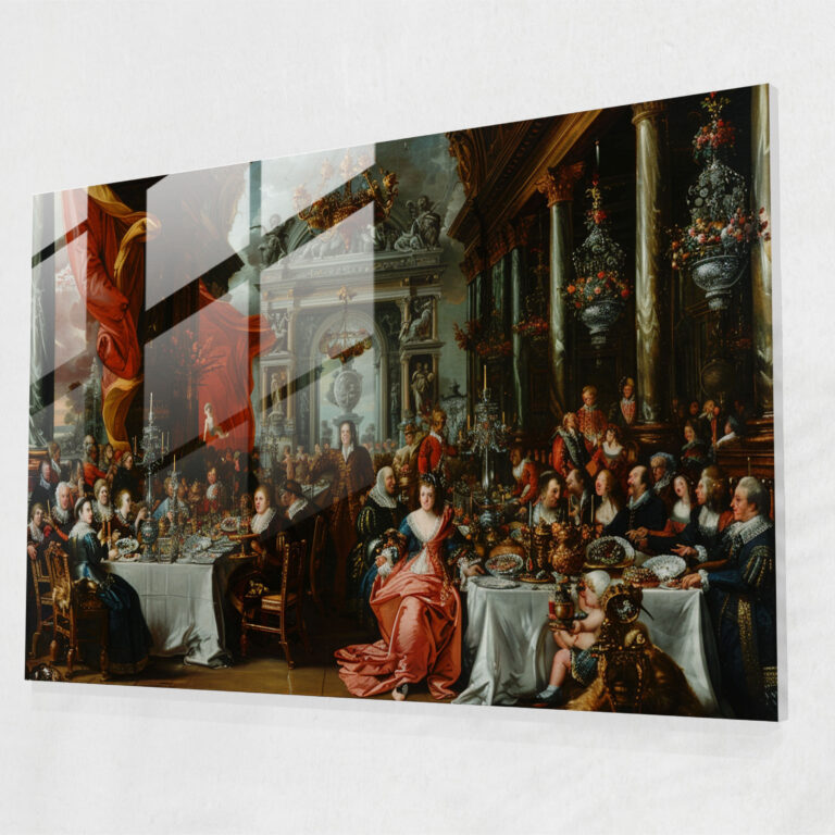Glasbild im Barockstil gemalt - Barock Glas Wandkunst Glasbild Glaskunst
