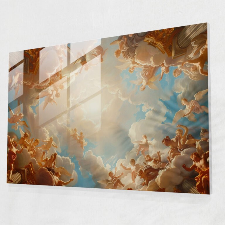 Barocke Gemälde Dekoration für Zuhause - Barock Glasbild Wanddekoration Glas Wandkunst