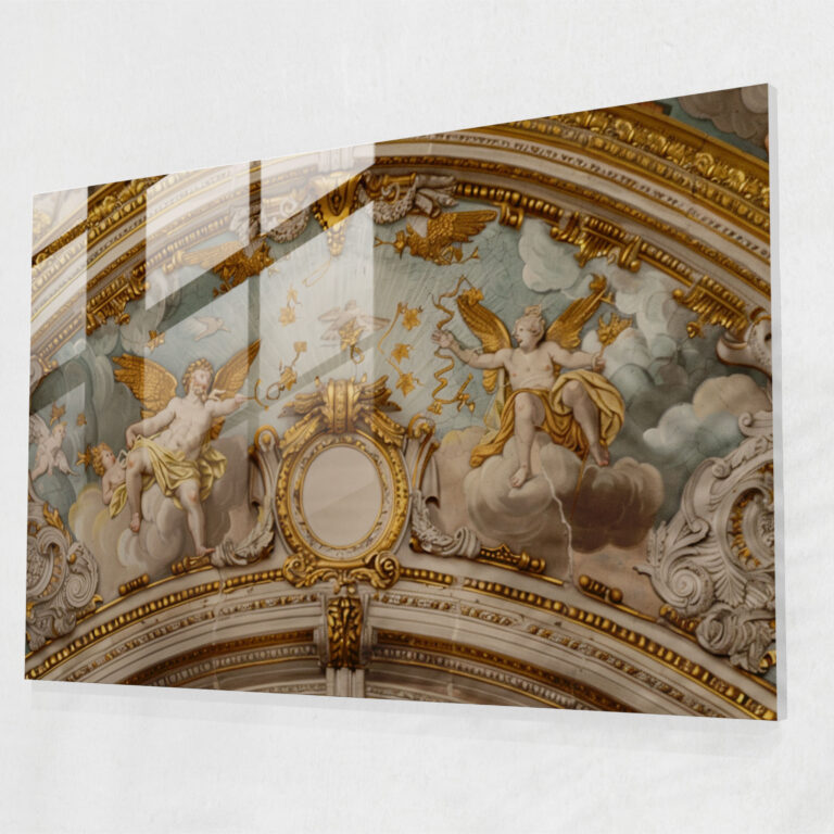 Moderne Kunst im Barockstil - Leinwandbild mit goldenen Akzenten für die Wohnraumgestaltung