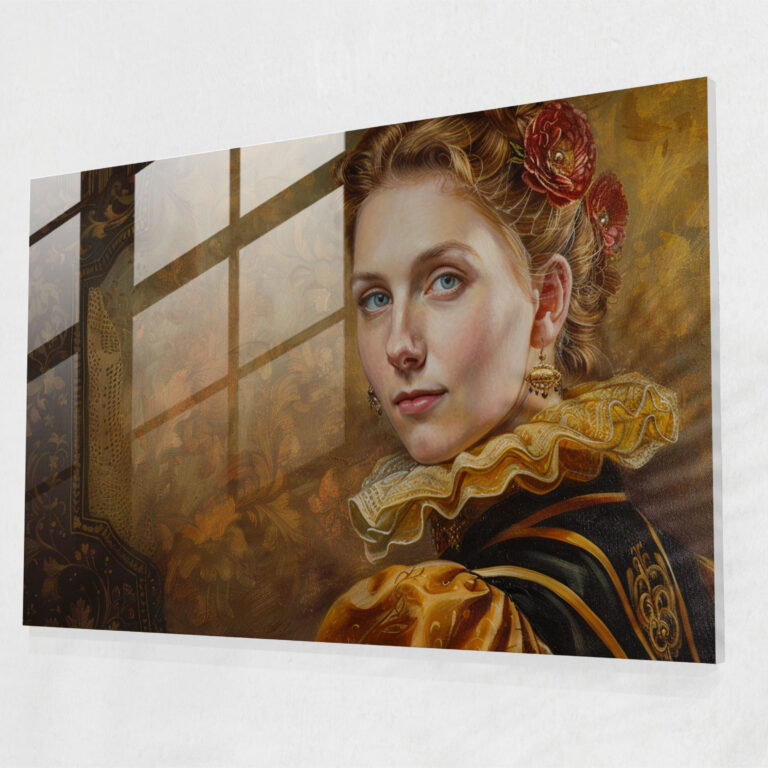 Barock Stil Gemälde Glasbild - Barock Glas Wandkunst Klassische Kunst Wohnkultur