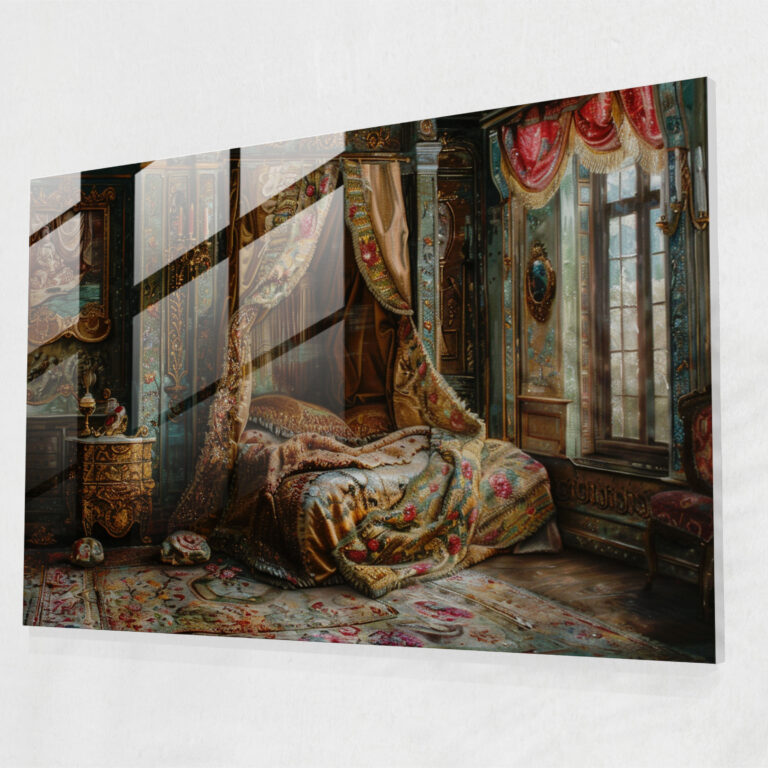 Barock-Stil Gemälde Glasbild - Barock opulente Farbpalette Glasbild luxuriöse Dekoration