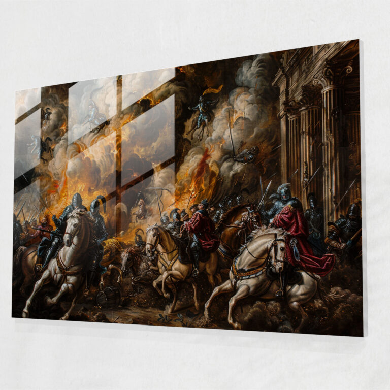 Barocke Gemälde Wanddekoration - Barock Schlachtenszene dynamische Aktion Wanddekoration