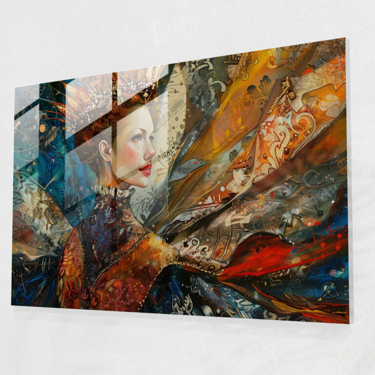 Barocke Gemälde Glaswandkunst - Barock lebendige Farben prunkvolles Porträt königliche Eleganz