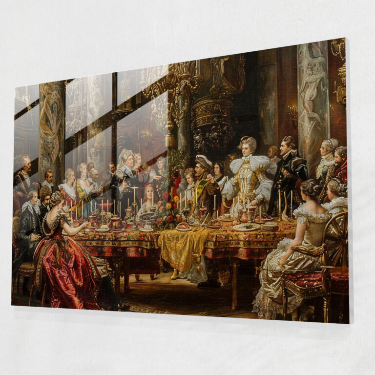 Glasbild im Barockstil - Barock Glasbild Glas Kunst Wanddekoration