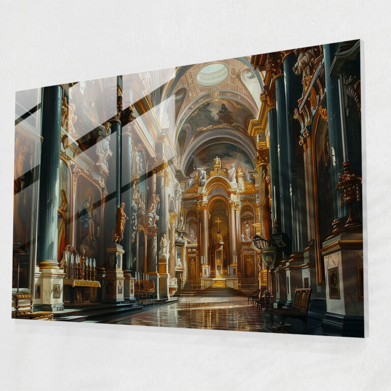 Glasbild im barocken Stil - Barock moderne Kunst Glaswandkunst Glaskunst