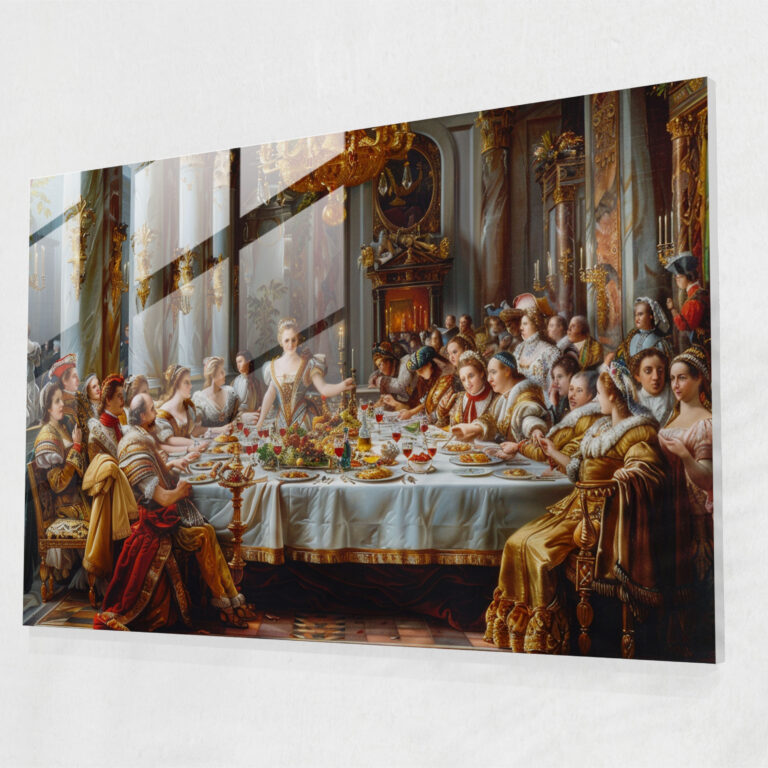 Glasbild im Barockstil - Barock Königlicher Hof Bankett Glaskunst