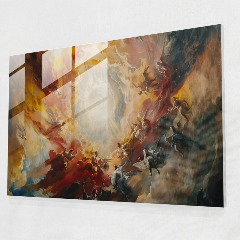 Glasbild im Barockstil gemalt - Barock Glas Kunst Moderne Kunst Wohn Dekoration