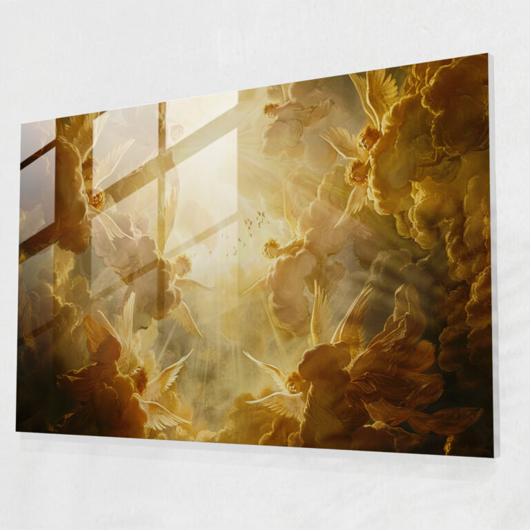Wanddekoration im Barockstil mit Gemälde - Barock Himmlisch Glasbild Ruhig