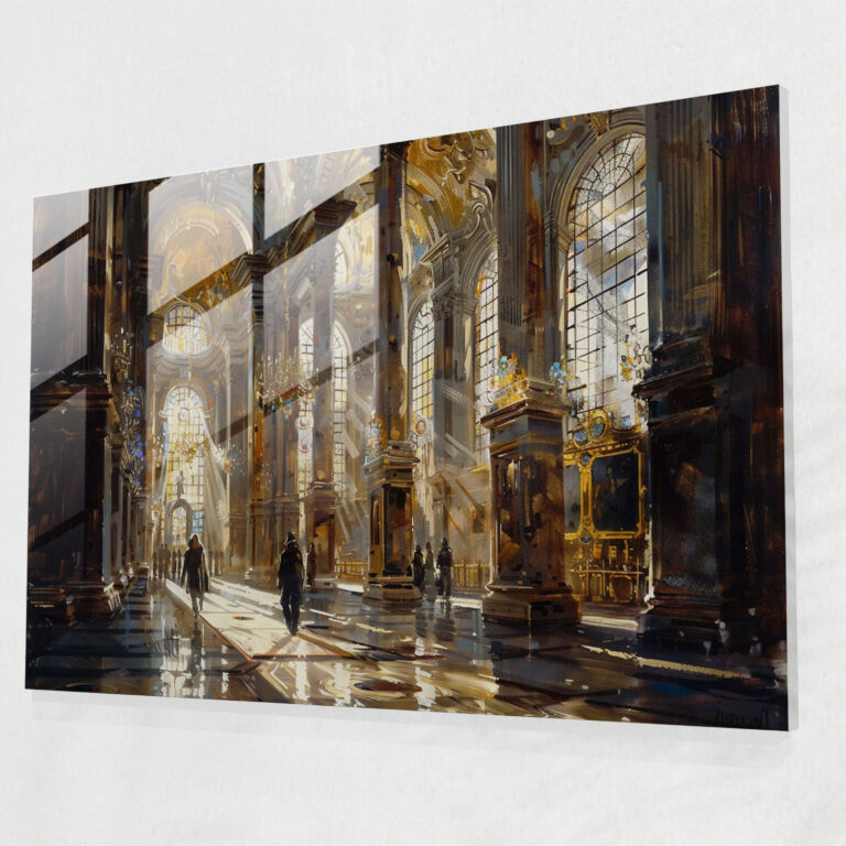 Barock Stil Gemälde Glasbild - Eleganz Wanddekoration Pracht
