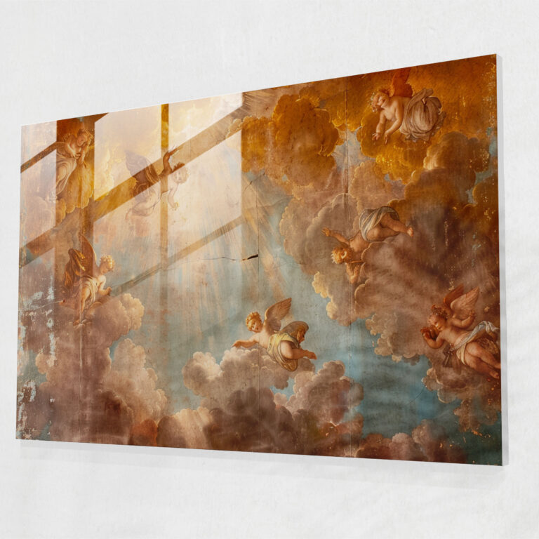 Barock Stil Gemälde Glaswandkunst - Barock Wohnaccessoire Glaswandkunst Himmelszene