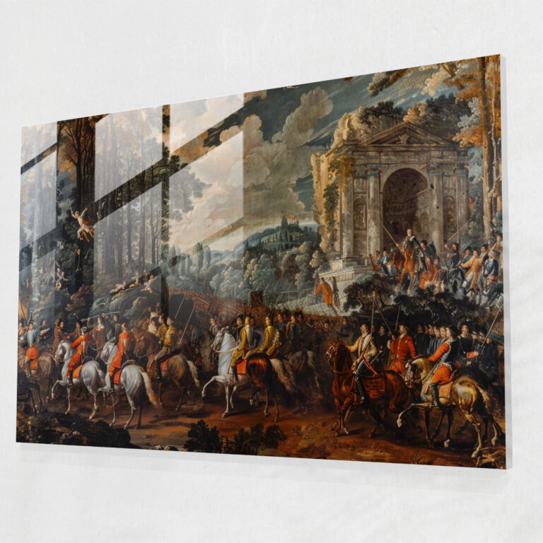 Barock-Stil Gemälde Glaswandkunst - Barock Glasbild Wanddekoration Wohnkultur