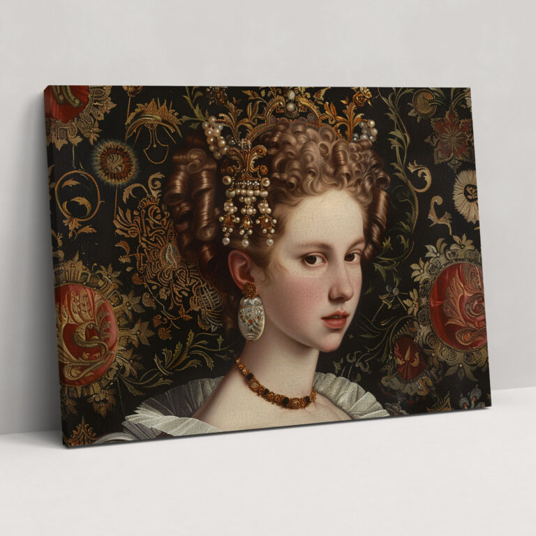 Barock-Stil Gemälde Edeldame Leinwandbild - Wanddekoration Wohnkultur Barock-Stil Gemälde