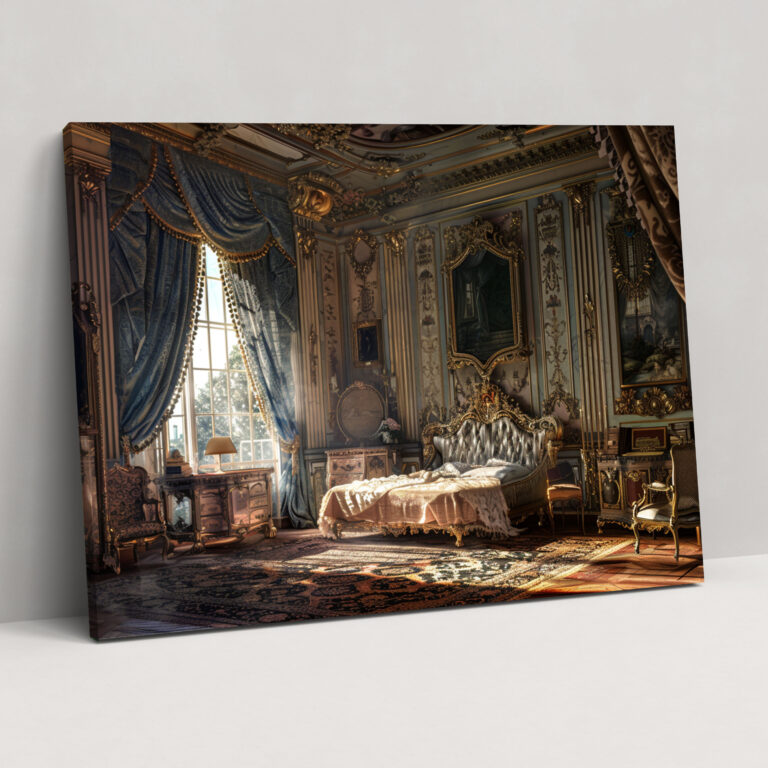 Barock-Stil Malerei Luxuriöses Kammer Leinwandbild - Barock Wohnkultur Wandkunst Leinwand Wandkunst