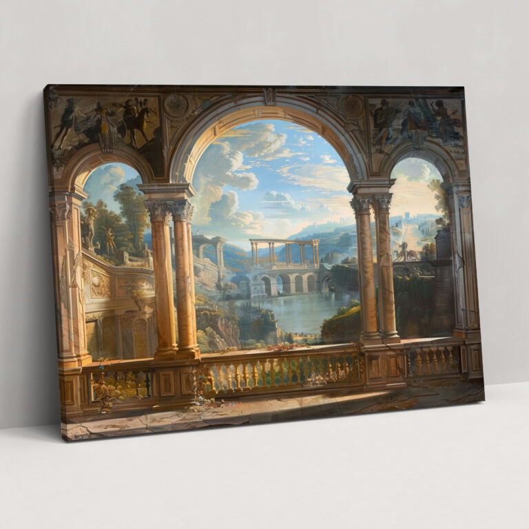 Barock Stil Gemälde Architektonische Landschaft Leinwandbild - Wandkunst Barock Stil Wanddekoration