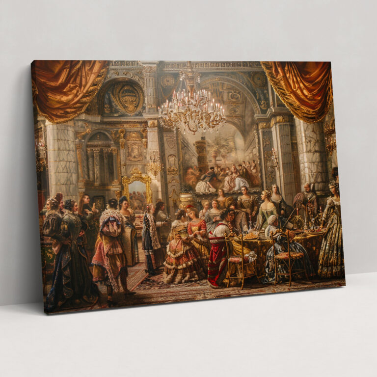 Wanddekoration im Barockstil gemaltes Kunstwerk - Barocker Malstil Wanddekoration Leinwand