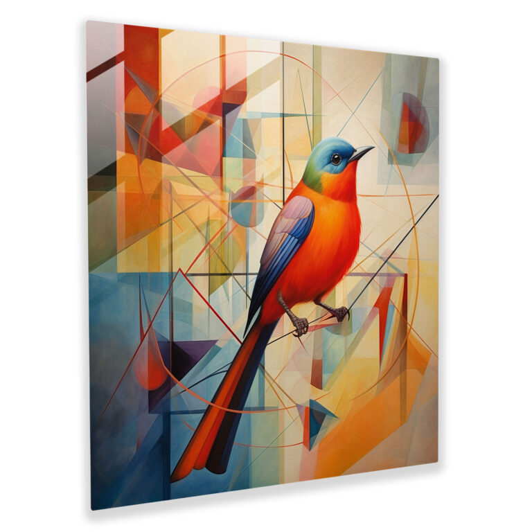 Glasbild Harmonische Geometrie - Winkeliger Vogel-Sonate - Zeitgenössische Glas-Wandkunst