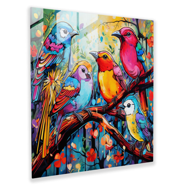 Glasbild Kaleidoscope Symphony: Pop-Art-inspirierte Wanddekoration