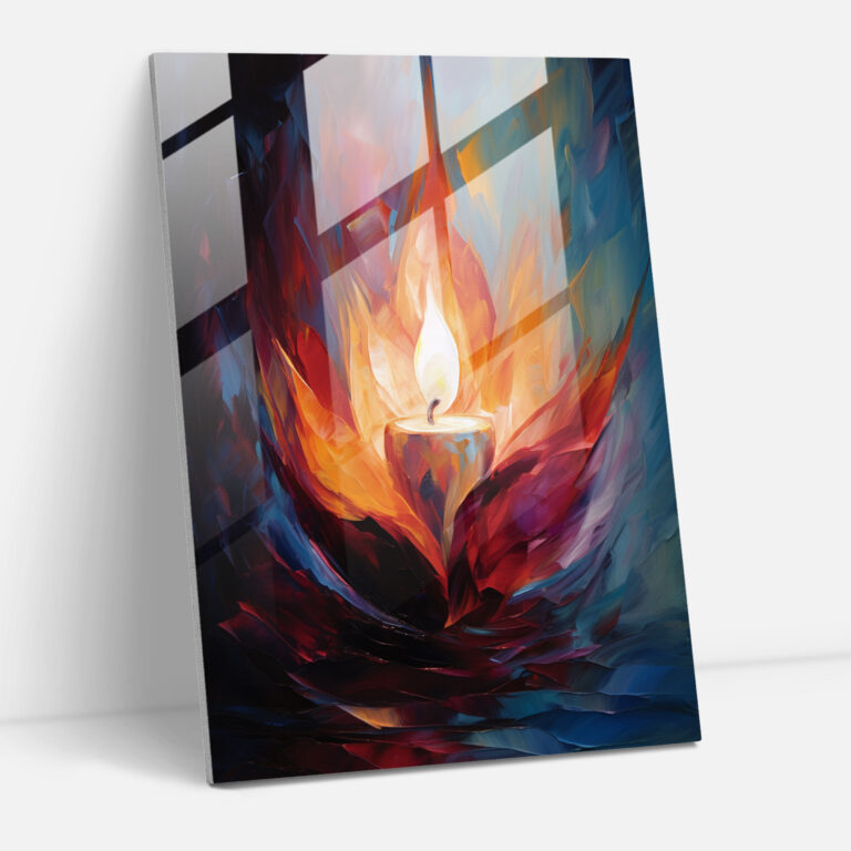 Glasbild Kerzenflamme - Kerze Modern Art