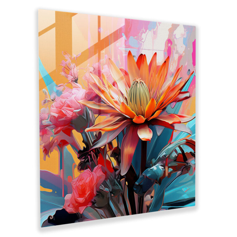 Glasbild Natürliche Leuchtkraft - Zeitgenössische Abstrakte Wandkunst - Blumige Wohnkultur - Modernes Glasdesign