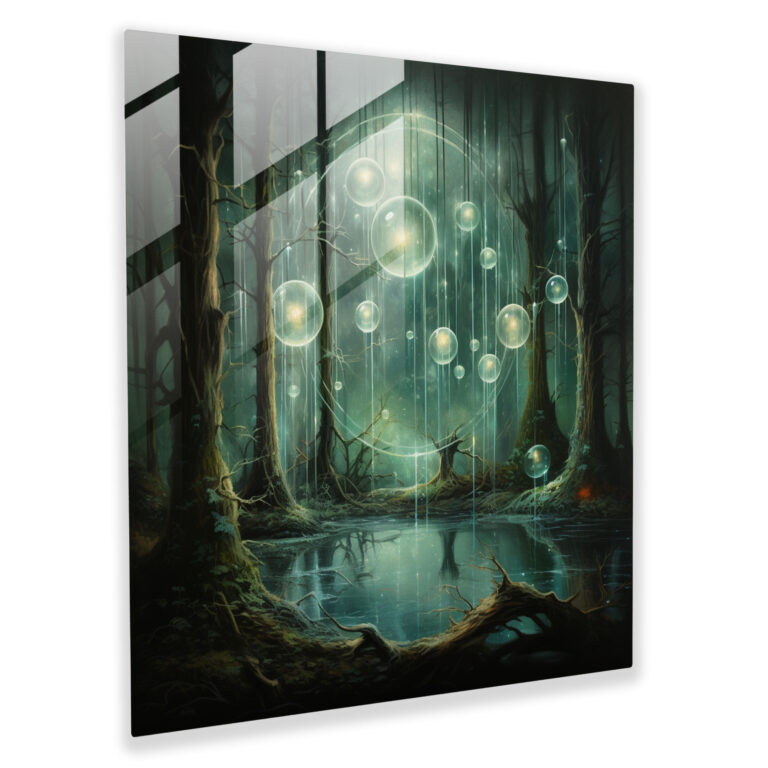 Verzauberter Wald Glasbild - Surrealer Walddruck - Mystische Wohnraumdekoration - Intrikate Glaskunst