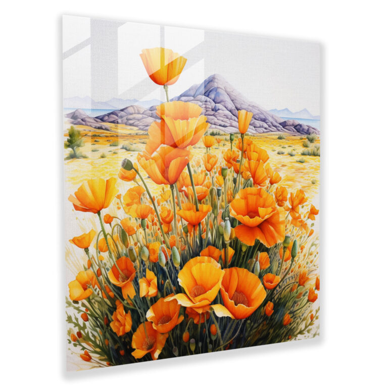 Glasbild Goldene Wiesen - Realistische botanische Wandkunst - Natur-inspirierte Wohnkultur - Strahlende Glas-Kunst