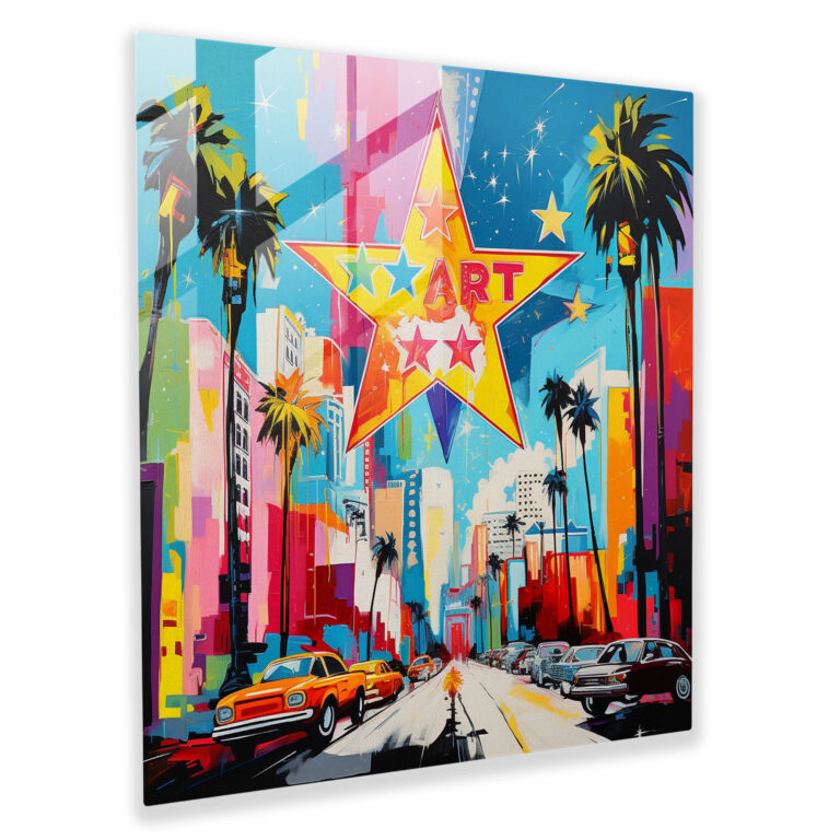 Glasbild Starry Boulevard - Pop-Art-Meisterwerk Glaswandkunst