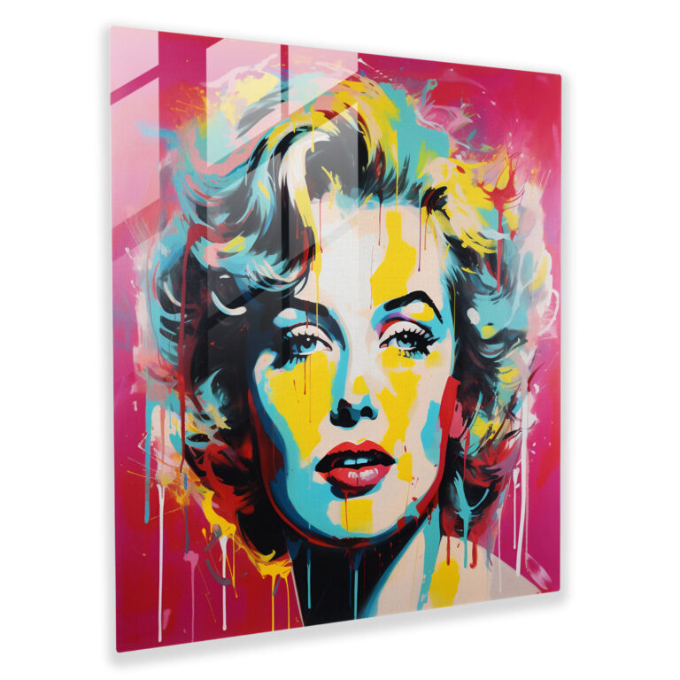 Lebendiges Pop-Art Glasbild für die Wohnraumdekoration
