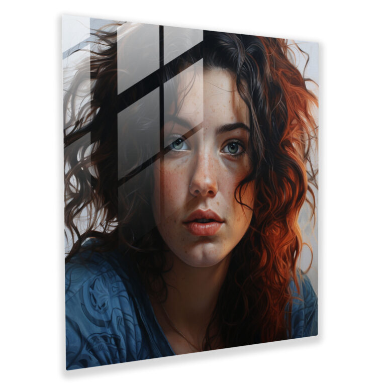 Detailreiche Gesichtszüge Glasbild